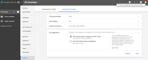 adwords interface