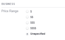 how to set up Facebook price range