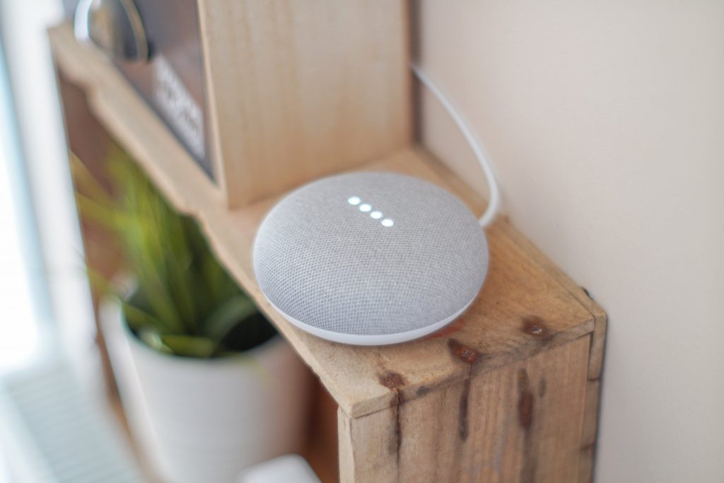 google home on shelf