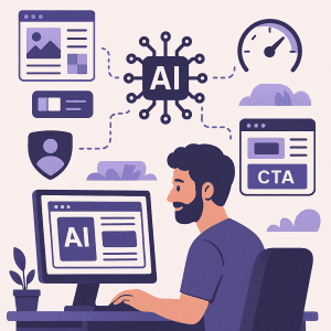 Designer using AI-driven web design tools